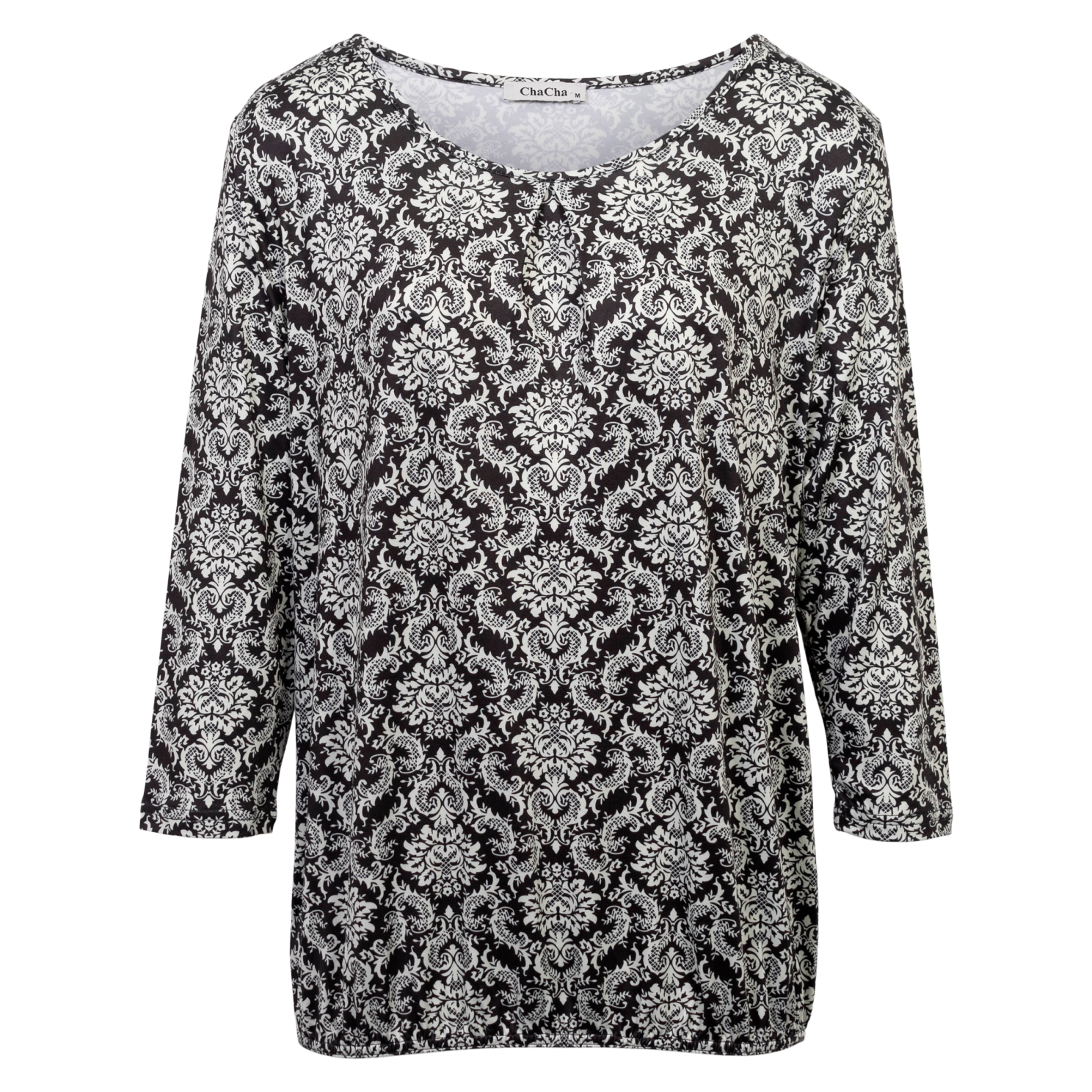 Chacha Dame Bluse Print 33 Black White