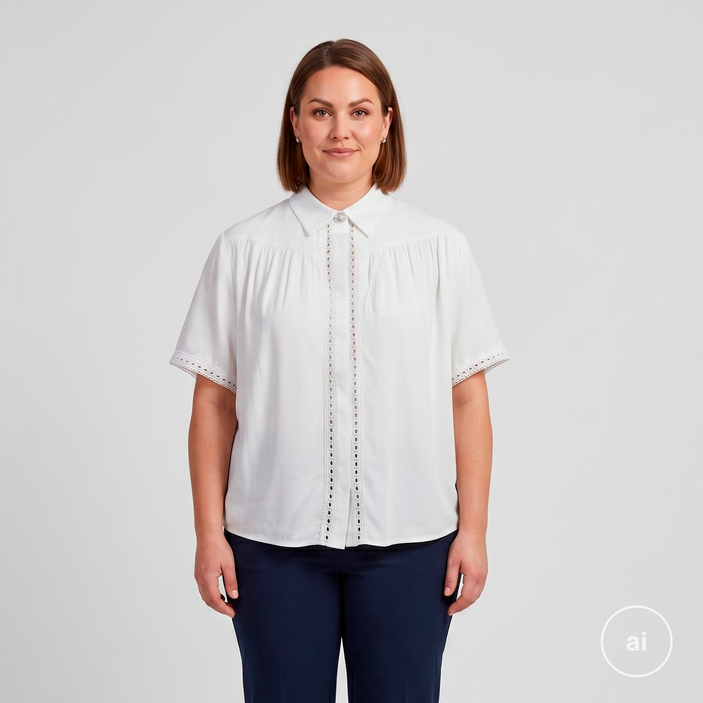 Sasia Andrea Dame Kortærmet Skjorte Cloud Dancer White 54 56