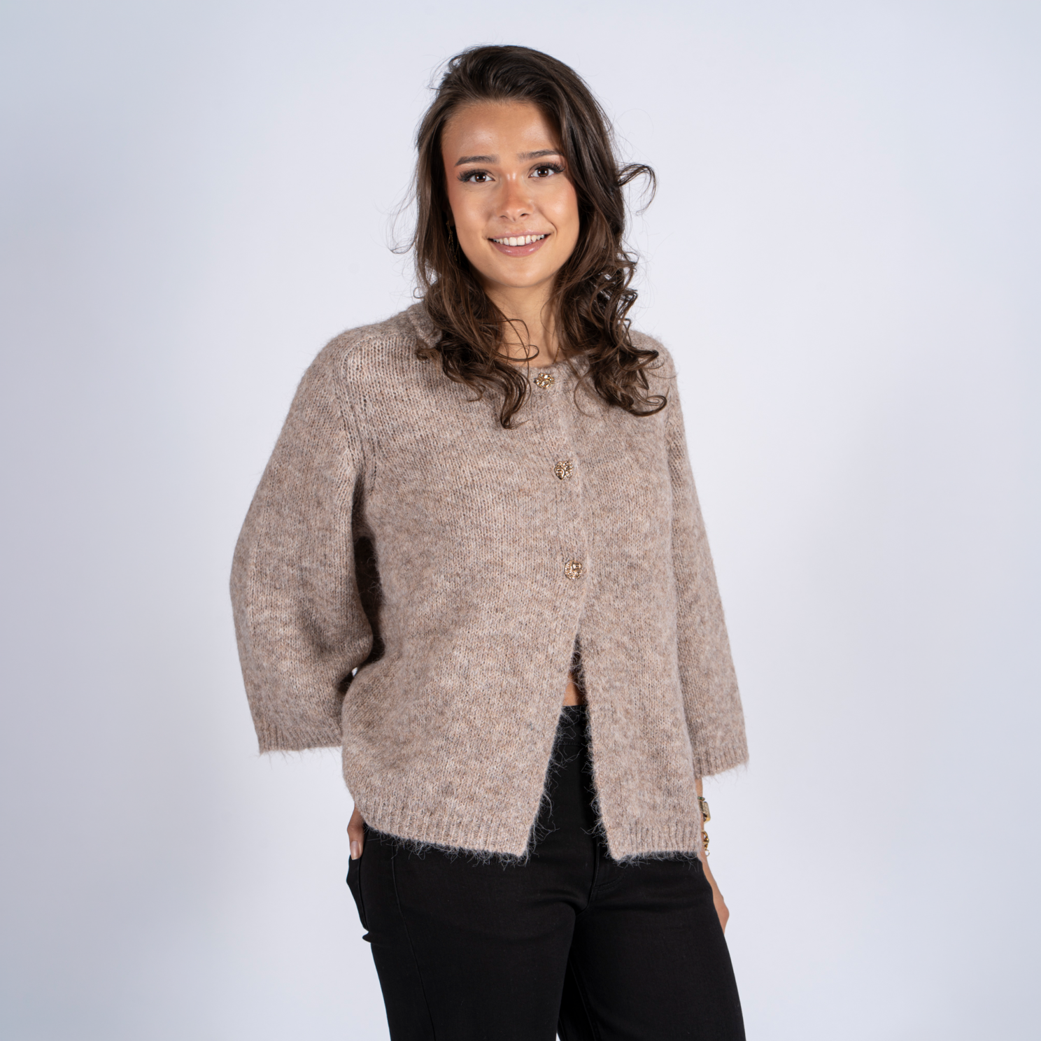 Sasia Ann Dame Cardigan Light Grey Melange