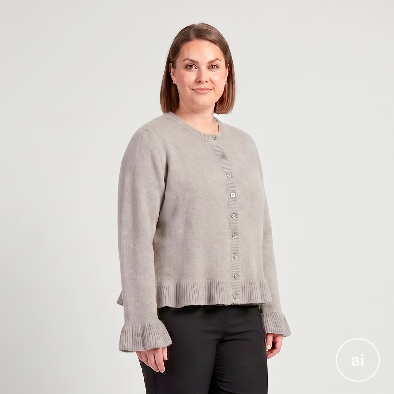 Sasia Bonnie Dame Cardigan Cement Grey 50 52