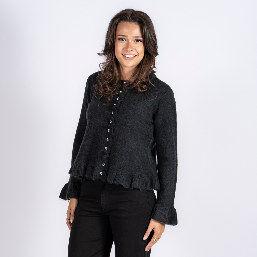 Sasia Bonnie Dame Cardigan Dark Grey Melange