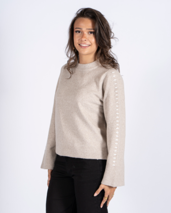 Sasia Bonnie Dame Striktrøje Cement Grey