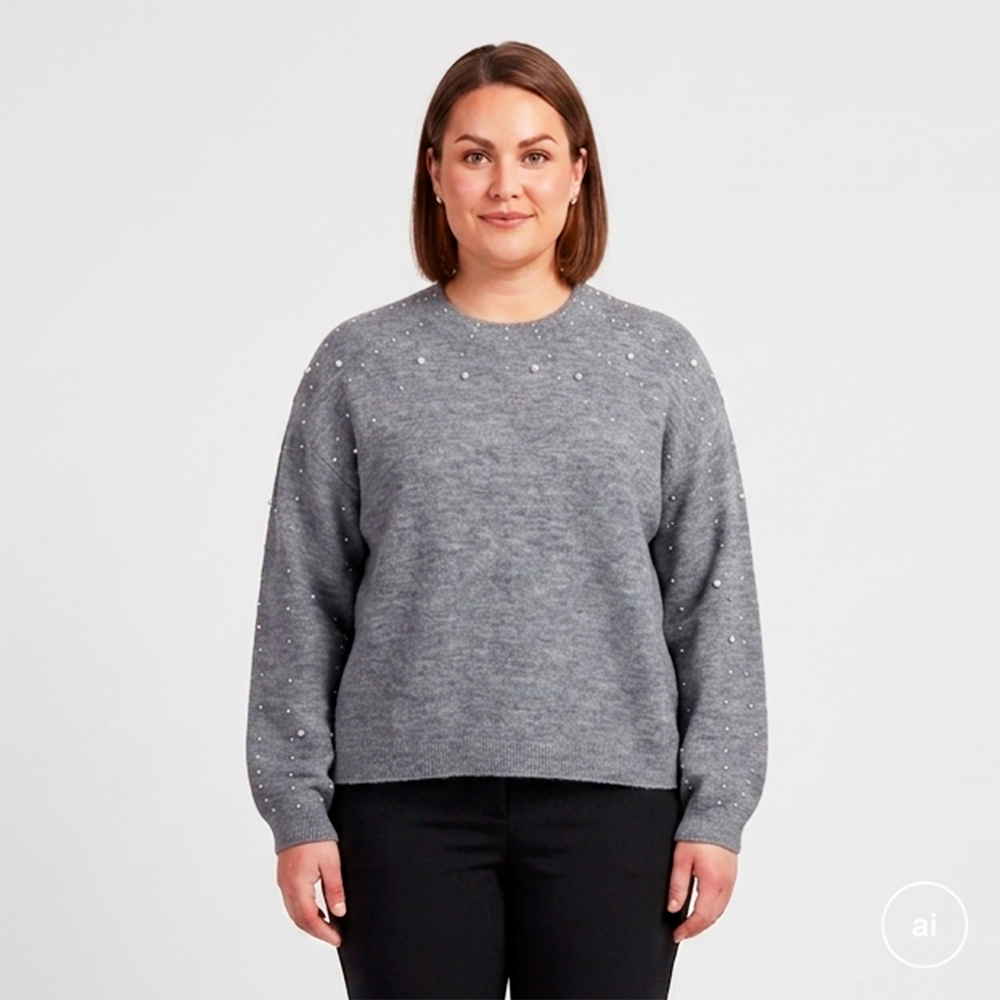 Sasia Celeste Dame Striktrøje Light Grey Melange 50 52
