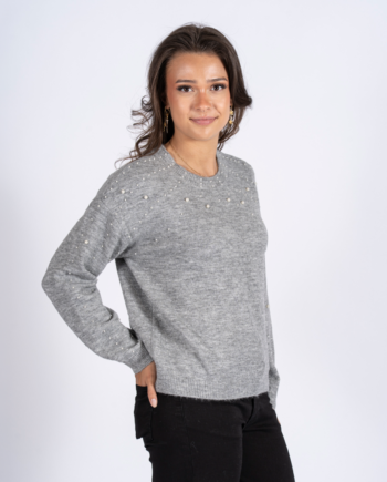 Sasia Celeste Dame Striktrøje Light Grey Melange