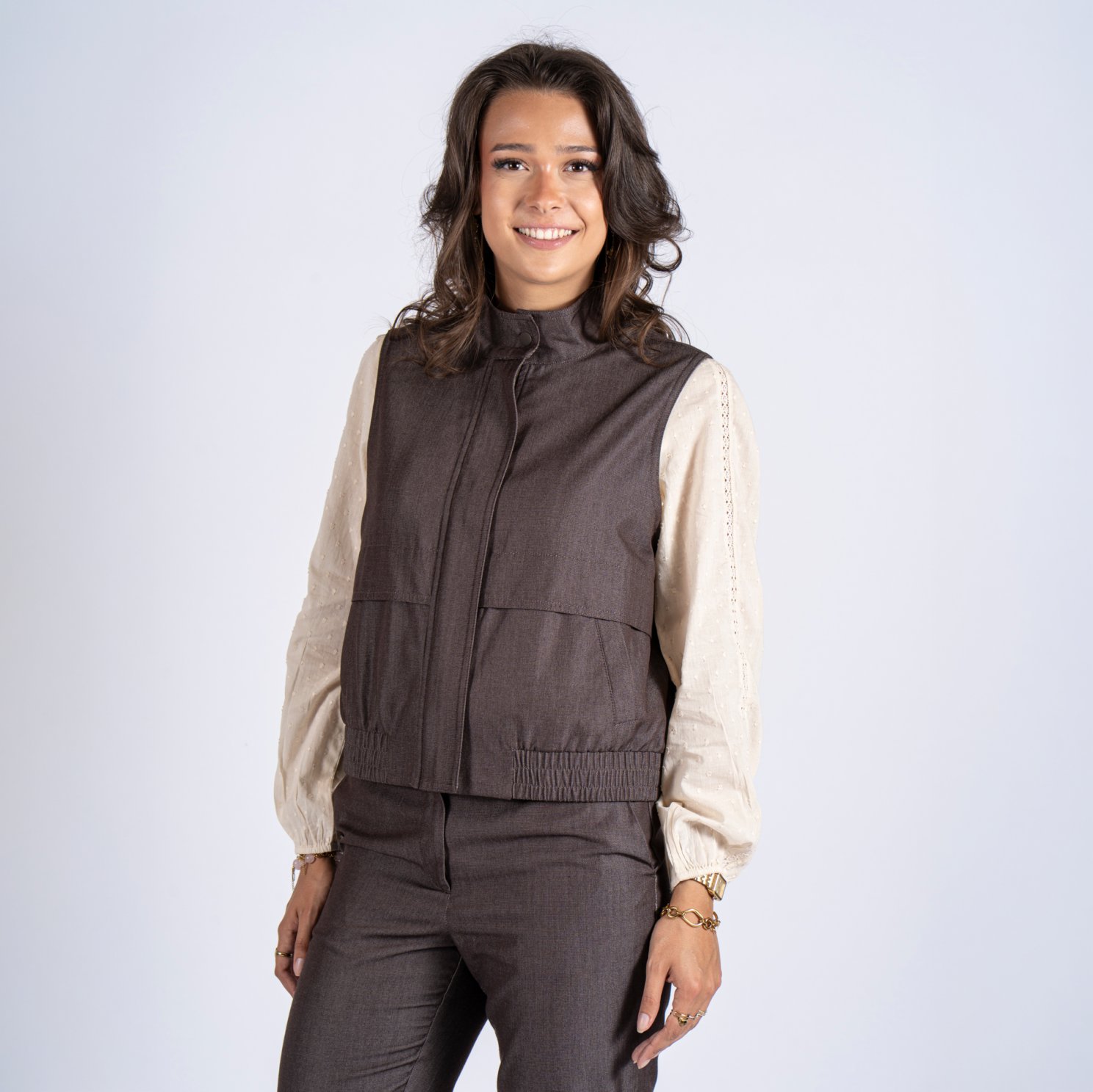 Sasia Daisy Dame Vest Chocolate Torte Brown