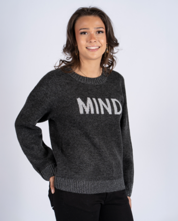 Sasia Esther Dame Striktrøje Dark Grey Melange