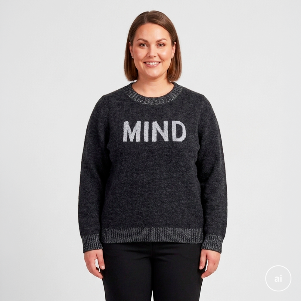 Sasia Esther Dame Striktrøje Dark Grey Melange 50 52