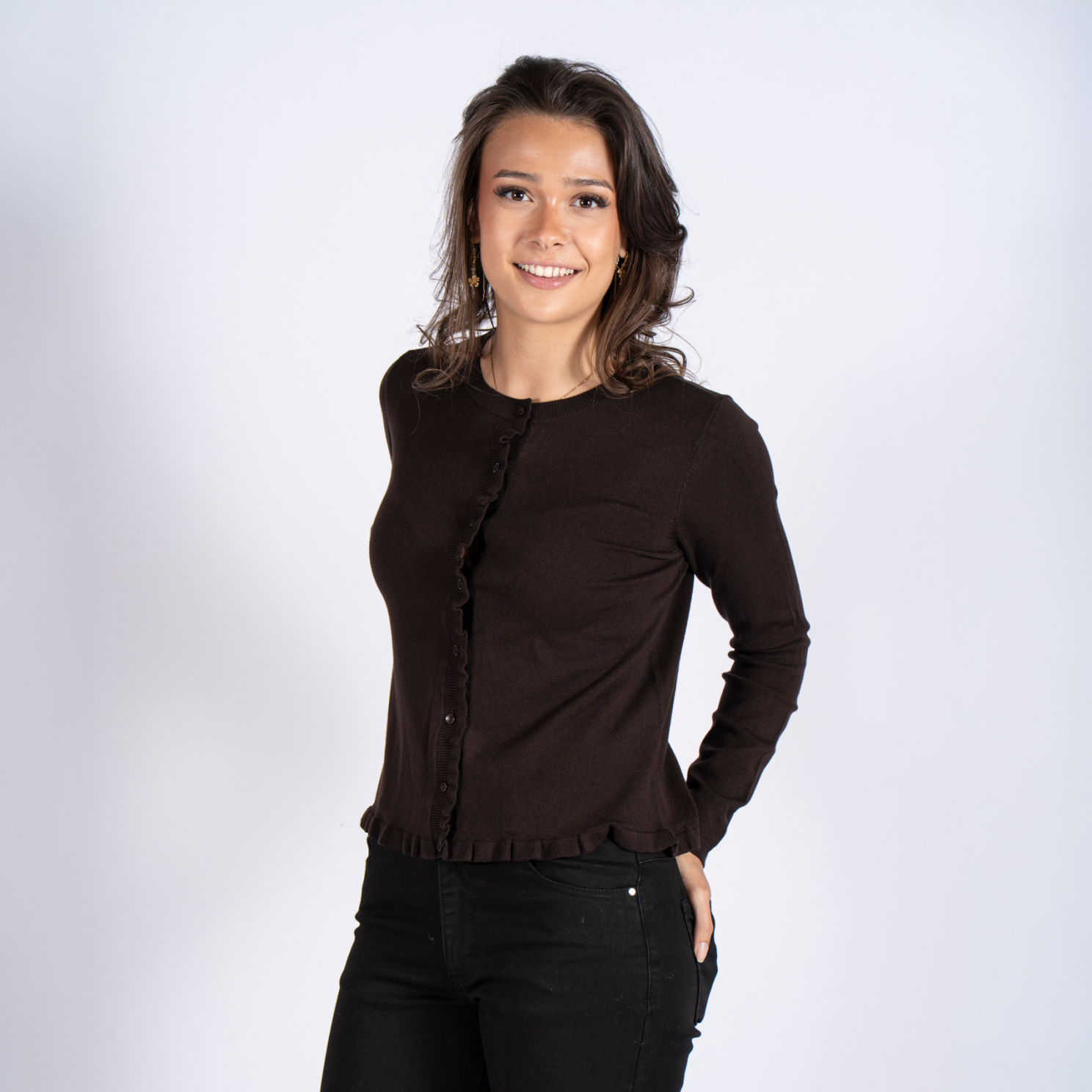 Sasia Vicky Dame Cardigan Chocolate Torte Brown