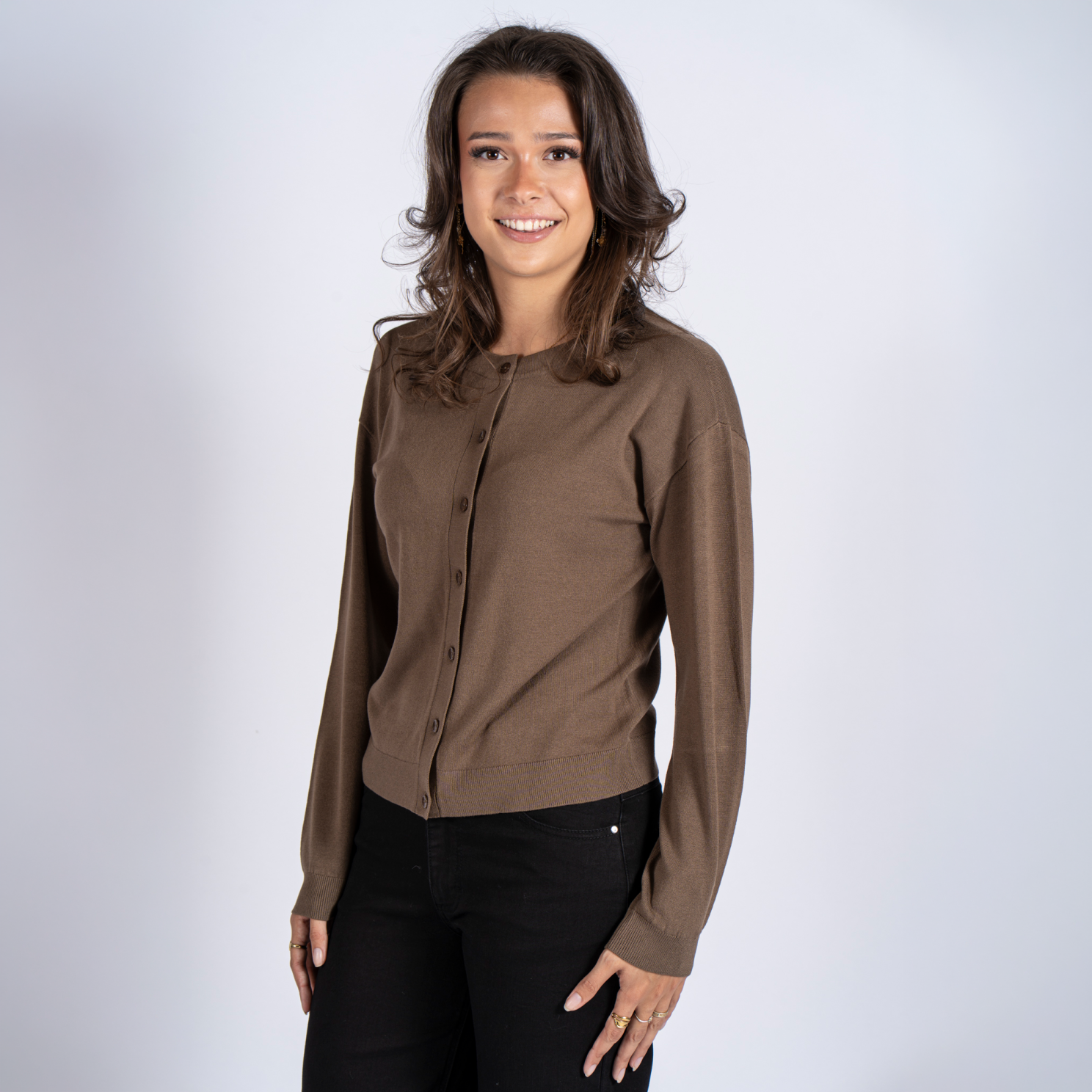Sasia Vicky Dame Cardigan Shitake Brown