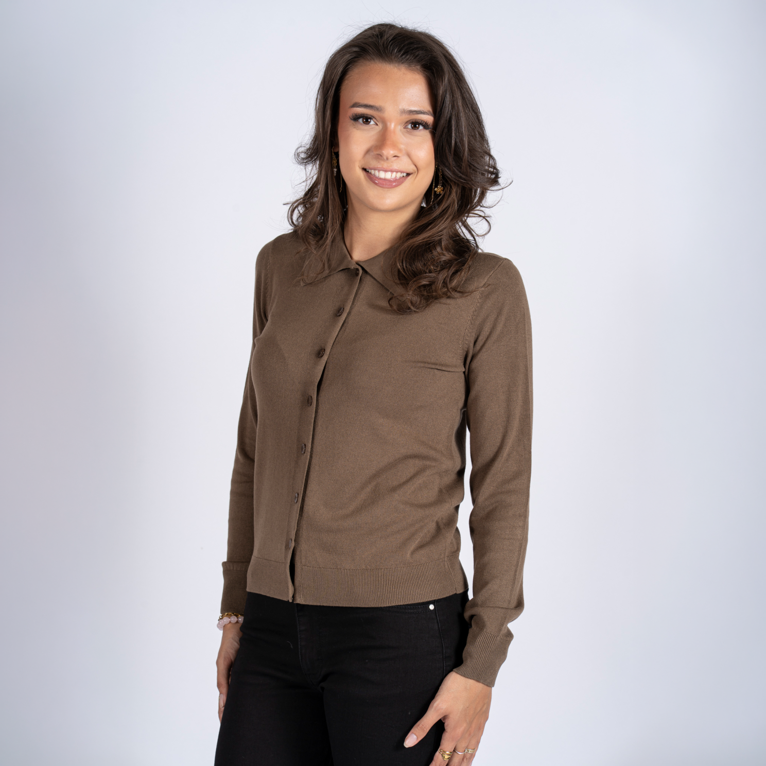 Sasia Vicky Dame Cardigan Shitake Brown