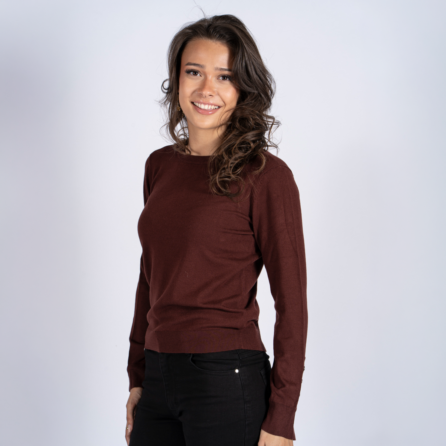 Sasia Vicky Dame Striktrøje Rum Raisin Dark Red
