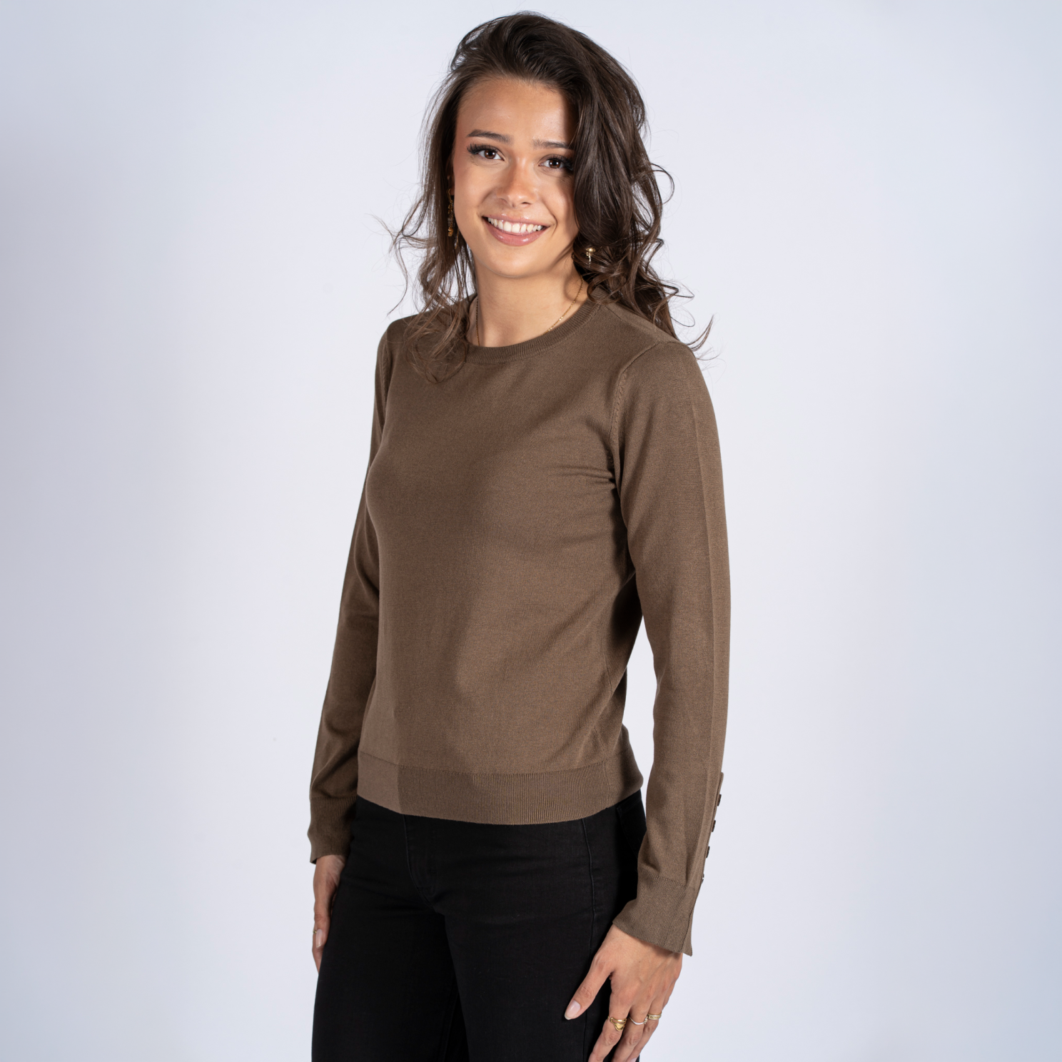 Sasia Vicky Dame Striktrøje Shitake Brown