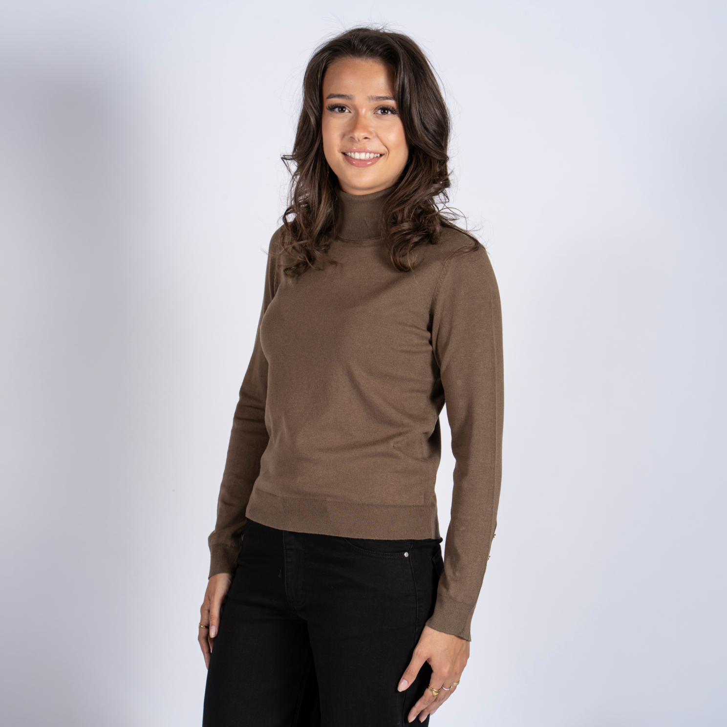 Sasia Vicky Dame Striktrøje Shitake Brown