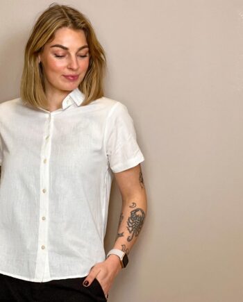 Steenholt Linett Dame Kortærmet Skjorte   Hørmix Bright White Xs